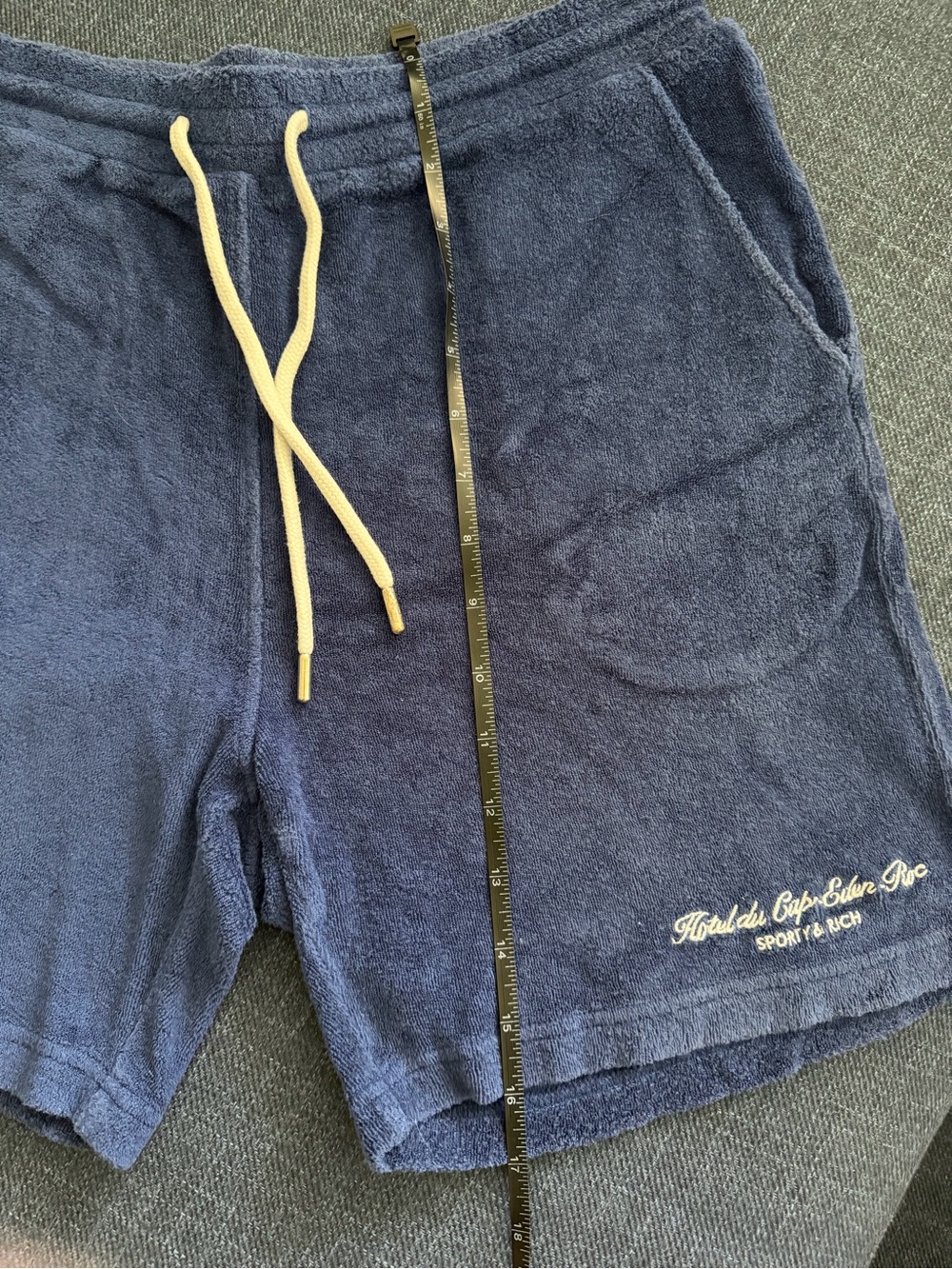 Sporty & Rich Navy Blue Terry Cloth Polo Shorts Set - Picture 3 of 3